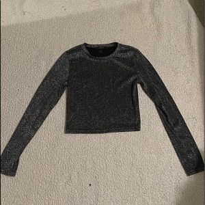 shimmery cropped grey long sleeve